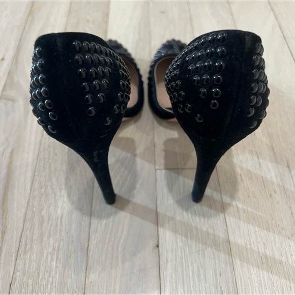 French Connection Pointed Pumps Black Studded Suede Women’s Heels 36.5 - Picture 4 of 6